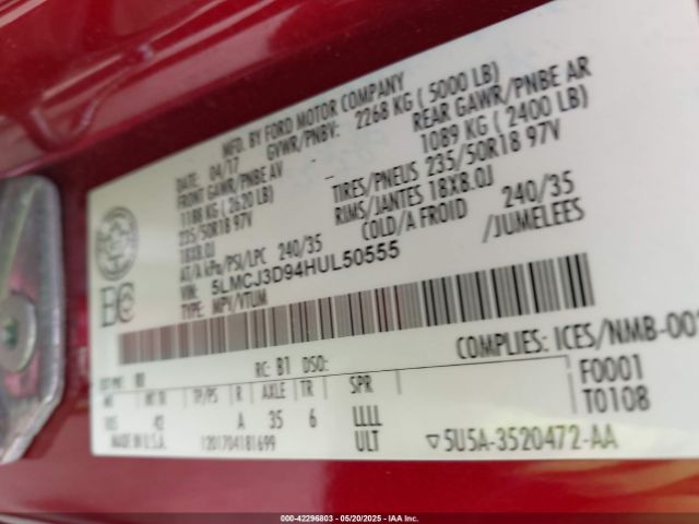 2017 LINCOLN MKC 5LMCJ3D94HUL50555 Photo 8