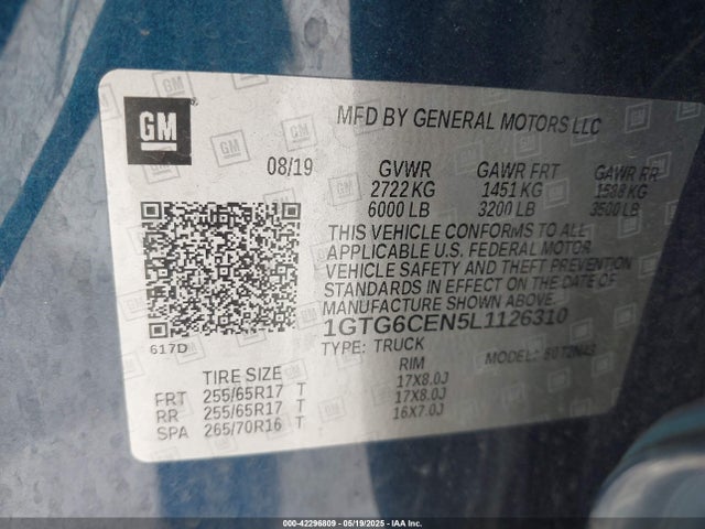 1GTG6CEN5L1126310 GMC lgz - direct injection, variable valve timing, alum, var2, gen 2