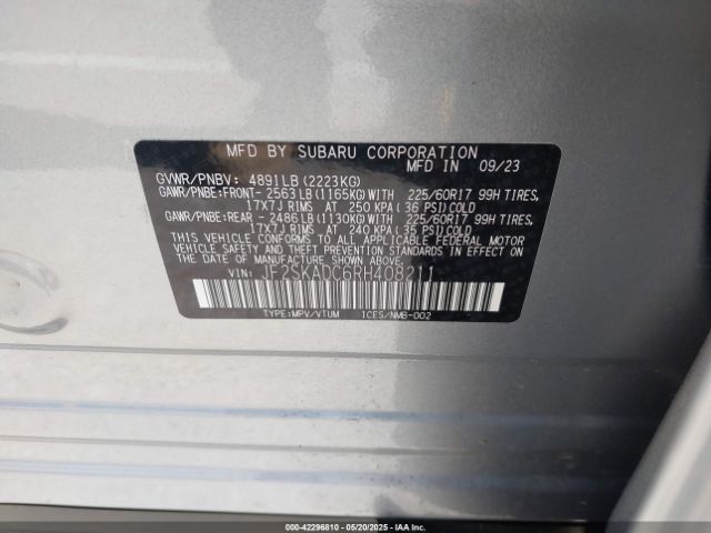 2024 SUBARU FORESTER JF2SKADC6RH408211 Photo 8