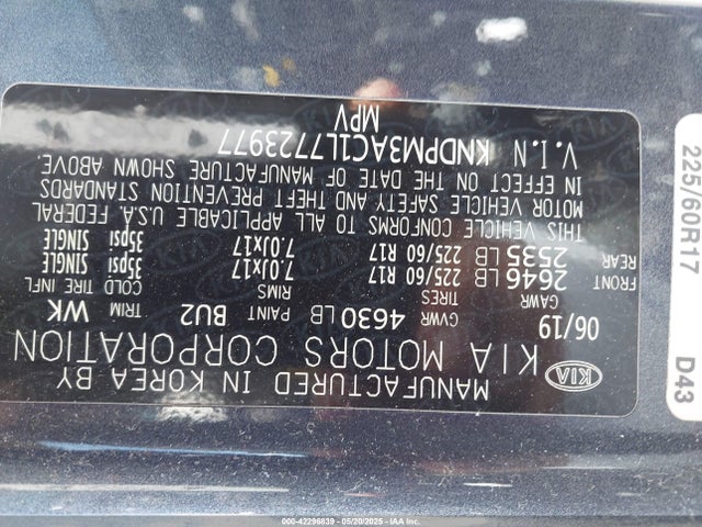 KNDPM3AC1L7723977 KIA Sportage Lx