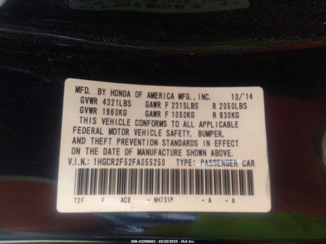 1HGCR2F52FA055250 Honda Accord Sport