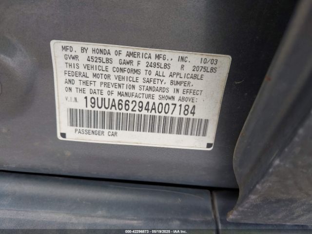 2004 ACURA TL 19UUA66294A007184 Photo 8