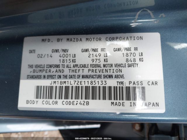 JM1BM1L72E1185133 Mazda Mazda3 I Touring