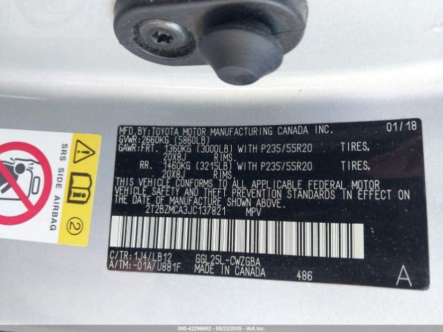 2T2BZMCA3JC137821 Lexus RX 350