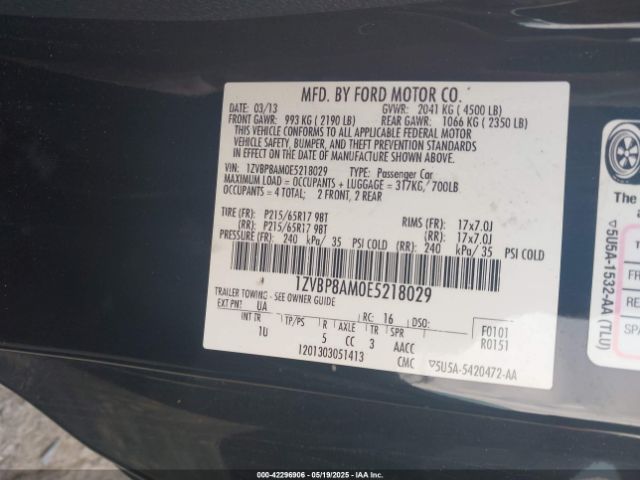2014 FORD MUSTANG 1ZVBP8AM0E5218029 Photo 8
