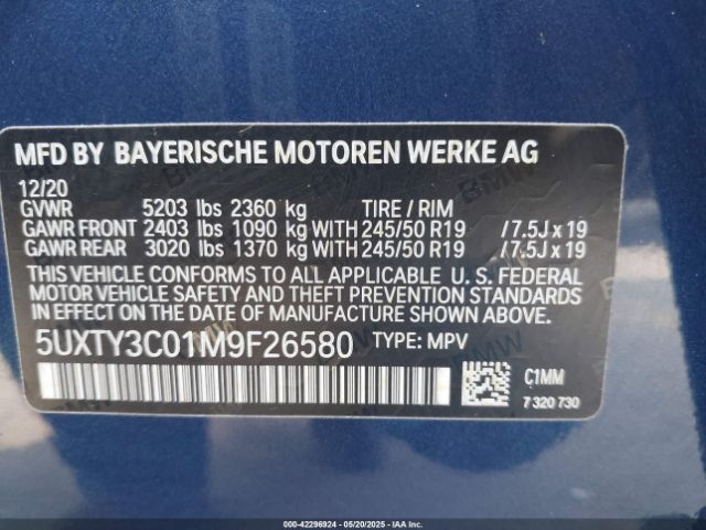 2021 BMW X3 5UXTY3C01M9F26580 Photo 8