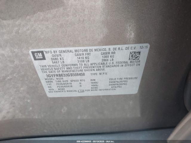 3GYFNBE33GS568458 Cadillac lfx - sidi, vvt, e85 max, aluminum