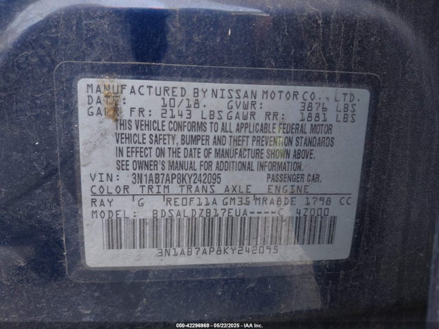3N1AB7AP8KY242095 Nissan 2019