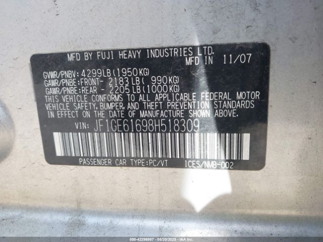 2008 SUBARU IMPREZA JF1GE61698H518309 Photo 8