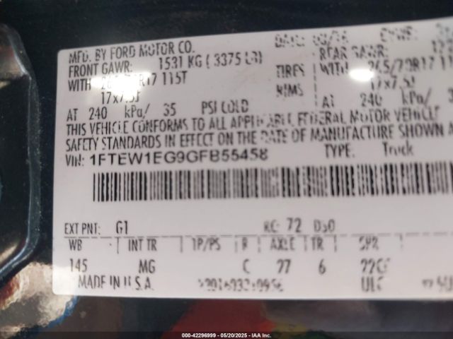 2016 FORD F-150 1FTEW1EG9GFB55458 Photo 8