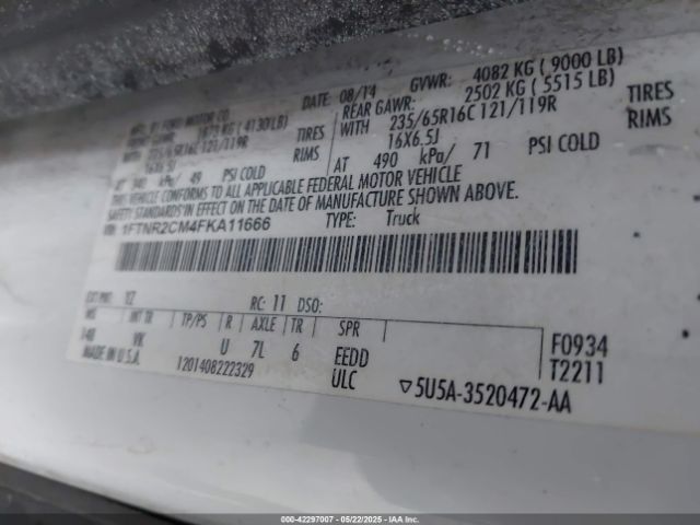 1FTNR2CM4FKA11666 Ford Transit-250