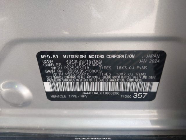 2024 MITSUBISHI OUTLANDER SPORT JA4ARUAUXRU008206 Photo 8