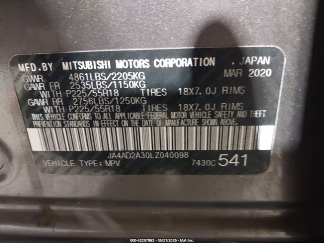 2020 MITSUBISHI OUTLANDER JA4AD2A30LZ040098 Photo 8