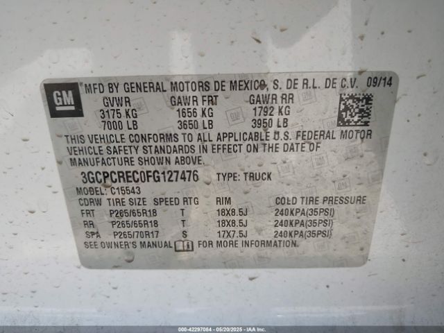 3GCPCREC0FG127476 Chevrolet l83 - vvt, active fuel management, aluminum