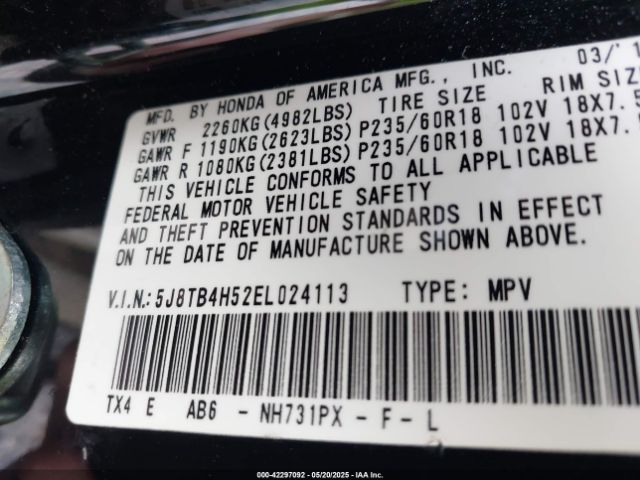 2014 ACURA RDX 5J8TB4H52EL024113 Photo 8