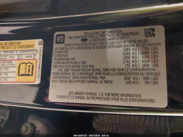 2021 CHEVROLET SUBURBAN 1GNSKDKD4MR379877 Photo 8