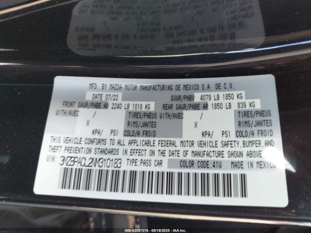 2022 MAZDA MAZDA3 3MZBPACL2NM310183 Photo 8