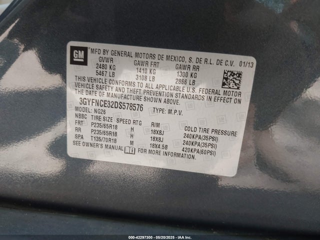 2013 CADILLAC SRX 3GYFNCE32DS578576 Photo 8