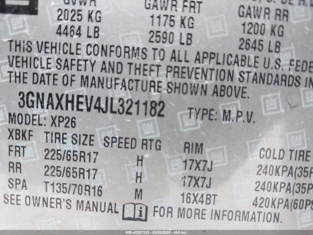 3GNAXHEV4JL321182 Chevrolet EQUINOX LS