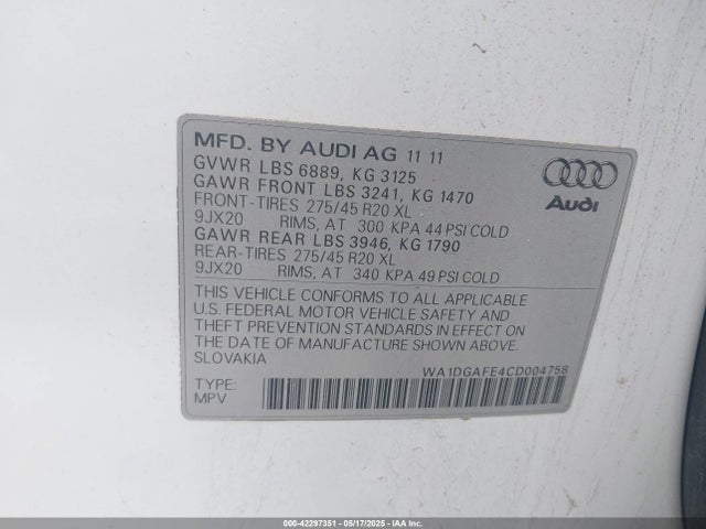 2012 AUDI Q7 WA1DGAFE4CD004758 Photo 8