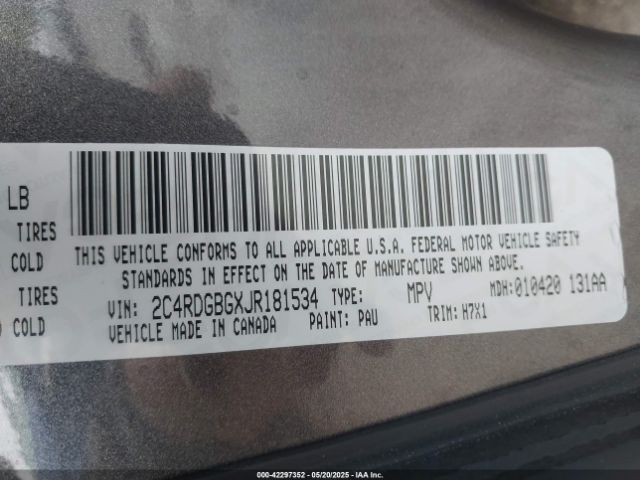 2018 DODGE GRAND CARAVAN 2C4RDGBGXJR181534 Photo 8