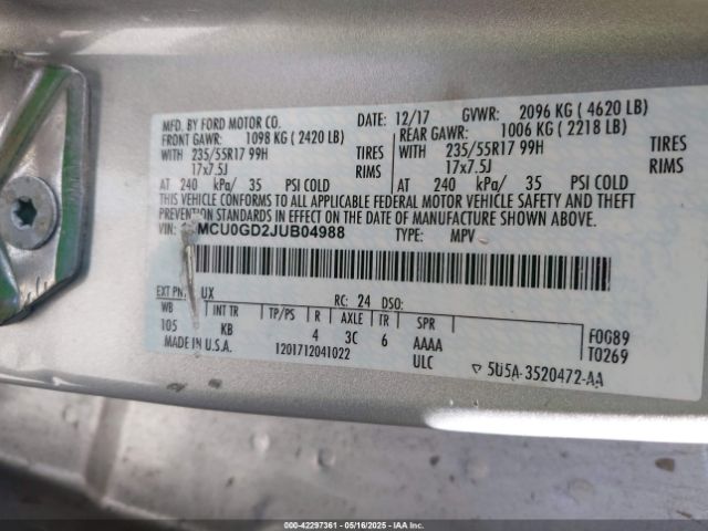 2018 FORD ESCAPE 1FMCU0GD2JUB04988 Photo 8