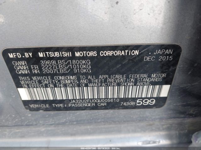 JA32U2FU0GU005610 Mitsubishi LANCER ES