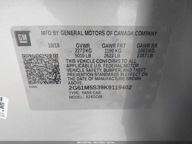 2019 CADILLAC XTS 2G61M5S39K9119402 Photo 8