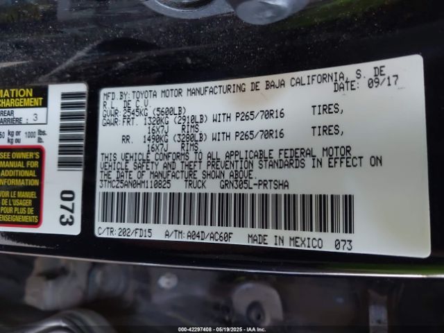 3TMCZ5AN0HM110825 Toyota 2gr-fks