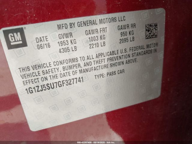 2016 CHEVROLET MALIBU HYBRID 1G1ZJ5SU7GF327741 Photo 8