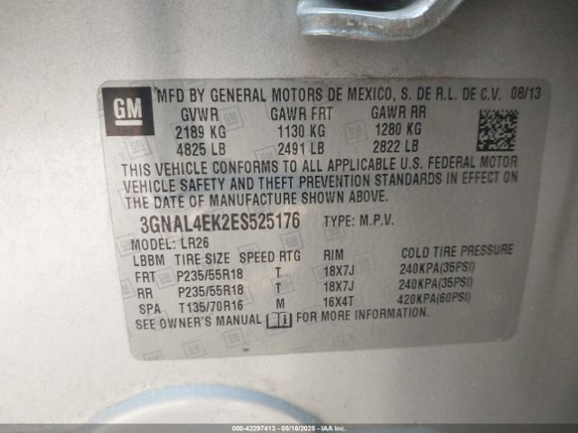 3GNAL4EK2ES525176 Chevrolet Captiva Sport Ltz