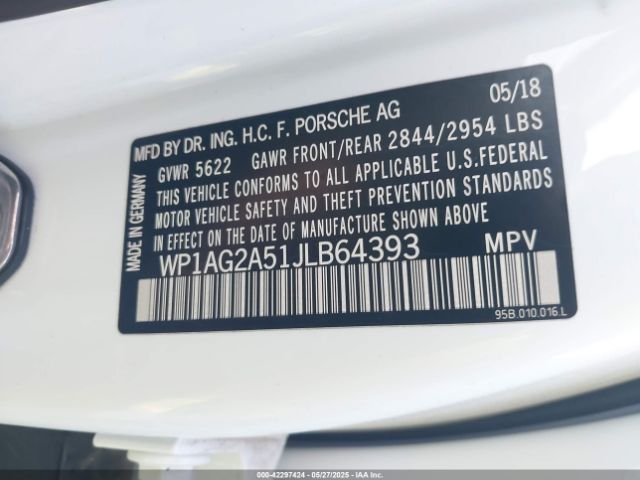 2018 PORSCHE MACAN WP1AG2A51JLB64393 Photo 8