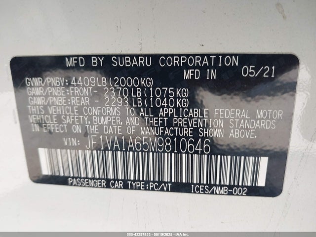 JF1VA1A65M9810646 Subaru dib turbo