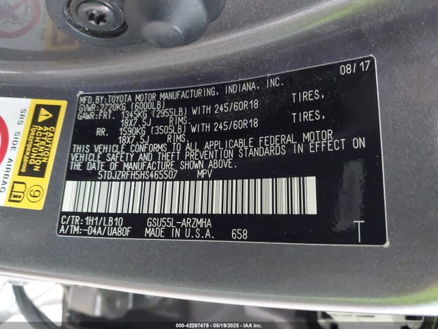 5TDJZRFH5HS465507 Toyota 2gr-fks