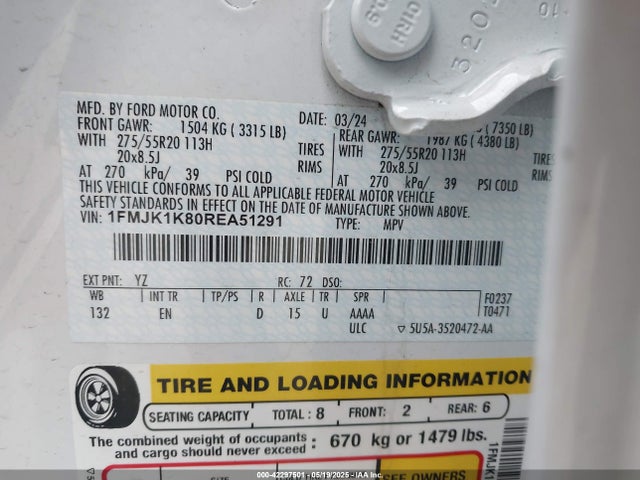 1FMJK1K80REA51291 Ford Expedition Limited Max