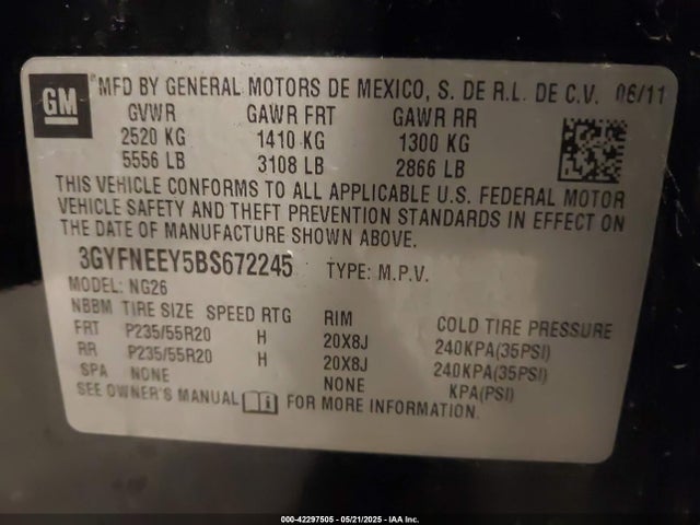 2011 CADILLAC SRX 3GYFNEEY5BS672245 Photo 8