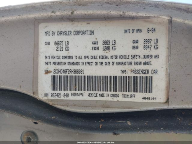 1994 CHRYSLER NEW YORKER 2C3HD46F2RH366081 Photo 8