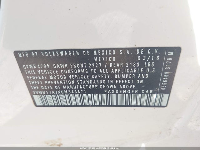 3VWD17AJXGM343871 Volkswagen Jetta