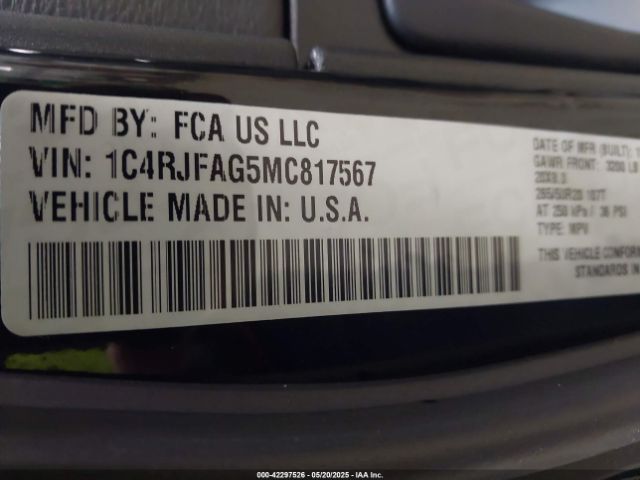 2021 JEEP GRAND CHEROKEE 1C4RJFAG5MC817567 Photo 8