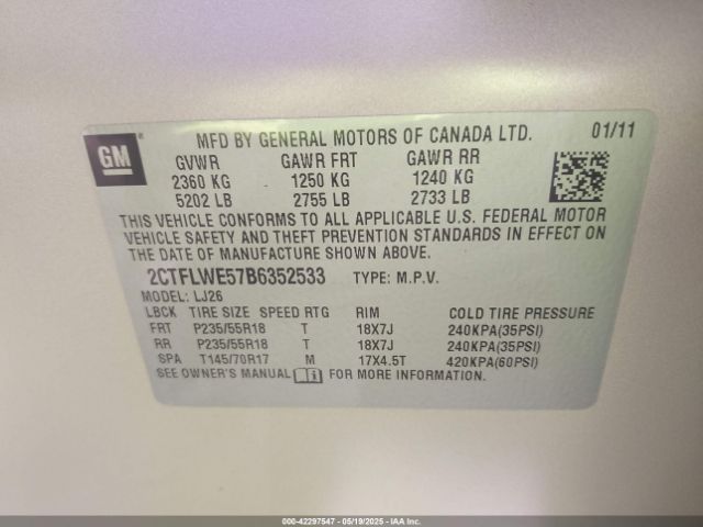 2011 GMC TERRAIN 2CTFLWE57B6352533 Photo 8