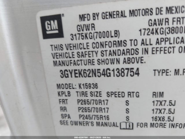 2004 CADILLAC ESCALADE EXT 3GYEK62N54G138754 Photo 8