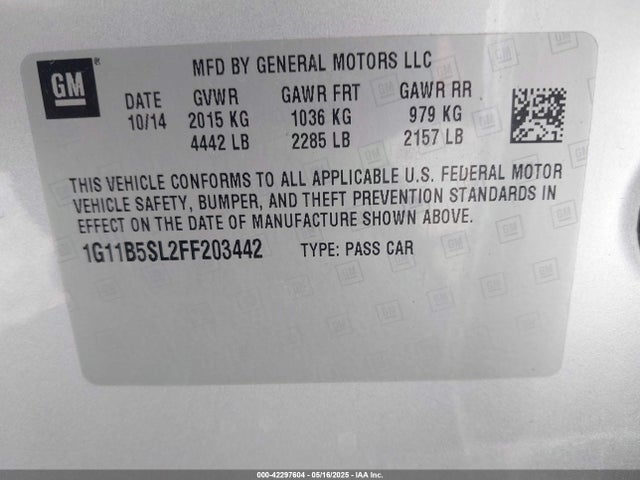 Chevrolet MALIBU LS 2015 1G11B5SL2FF203442 Image 9