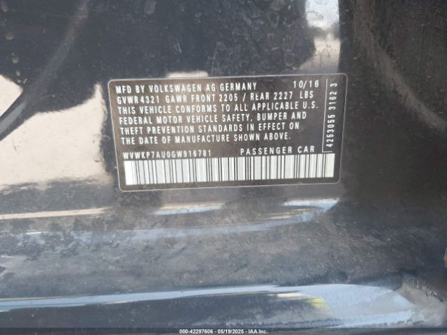 2016 VOLKSWAGEN E-GOLF WVWKP7AU0GW916781 Photo 8