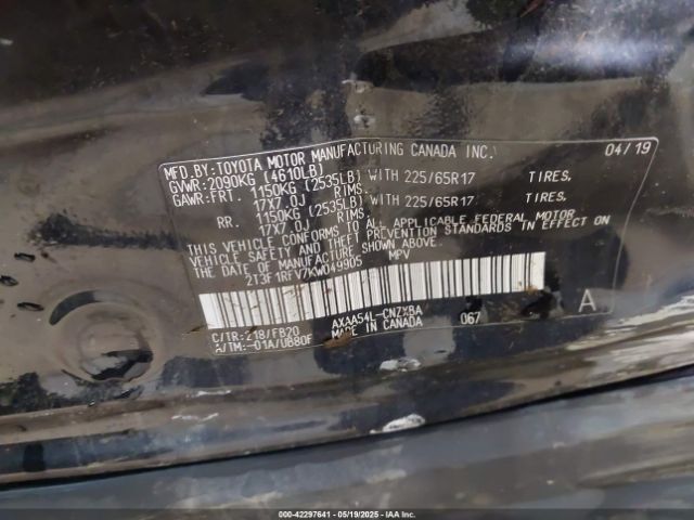 2T3F1RFV7KW049905 Toyota RAV4 LE