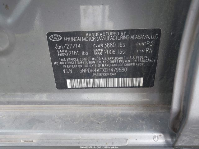 5NPDH4AEXEH479680 Hyundai ELANTRA SE