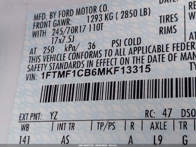 2021 FORD F-150 1FTMF1CB6MKF13315 Photo 8