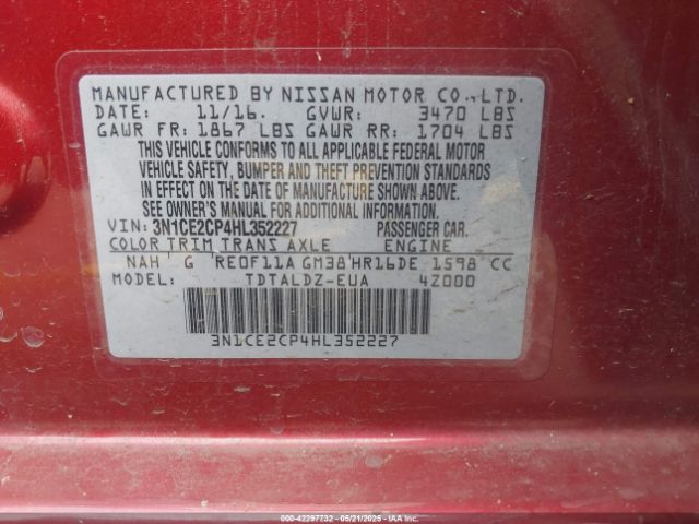 3N1CE2CP4HL352227 Nissan 2017