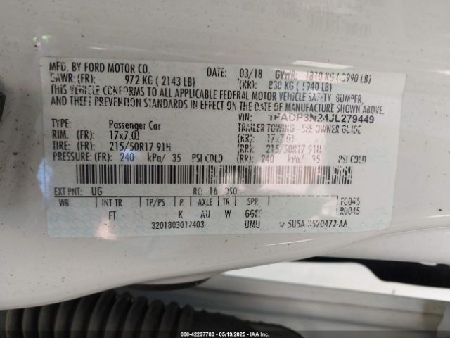 1FADP3N24JL279449 Ford Focus Titanium