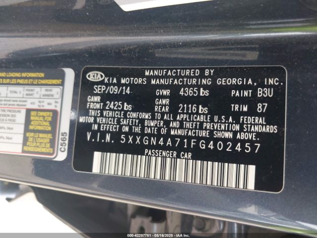 5XXGN4A71FG402457 KIA OPTIMA EX