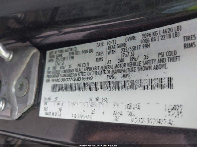 1FMCU0G77GUB16959 Ford 2016